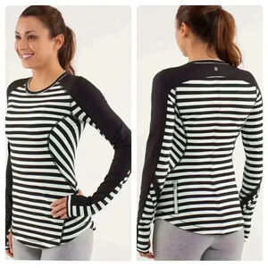 Long-Sleeve Black & White Striped Women's Top